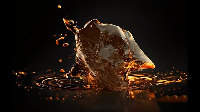 slow dissolution of a solid amber-colored figure and its transformation into a thick liquid