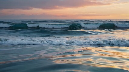 Obraz premium Ocean tides view, scenic landscape water waves and clouds in sky