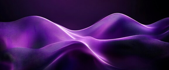 Obraz premium Abstract purple flowing waves with a dark background.