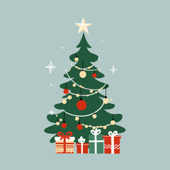 Christmas trees set isolated on white background. Vector illustration.