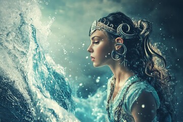 Astrological art aquarius water bearer zodiac sign representation in zodiac series photography