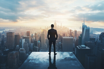Plakat professional person view of city
