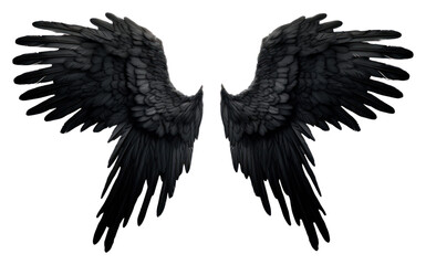 Obraz premium PNG Black feather angel wings bird white background blackbird.
