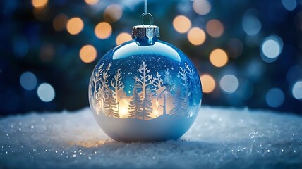 Christmas design ornament with frozen snowflakes and yellow round bokeh lights wallpaper