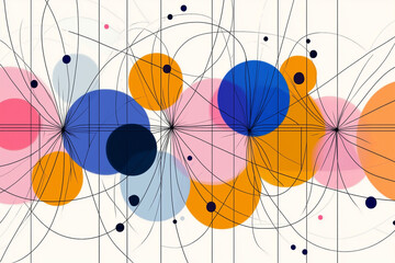 A simple, flat illustration of an abstract design, shapes form circles or semi-circles, resembling musical notes.