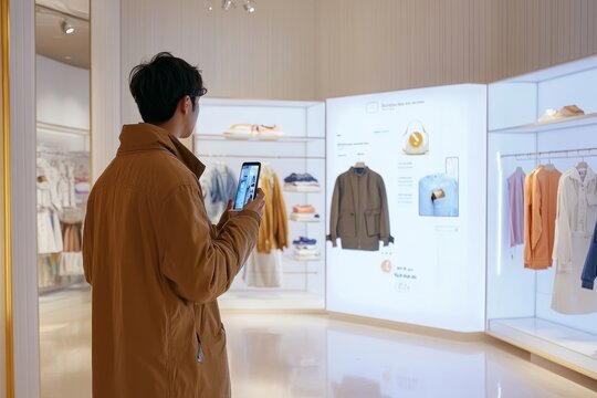 Enhanced retail experience  virtual try ons and product overlays in a modern shopping environment