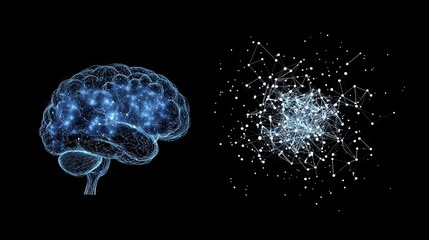 A concept image depicting the human brain alongside an AI-powered neural network, symbolizing the partnership between human intelligence and technological advancement