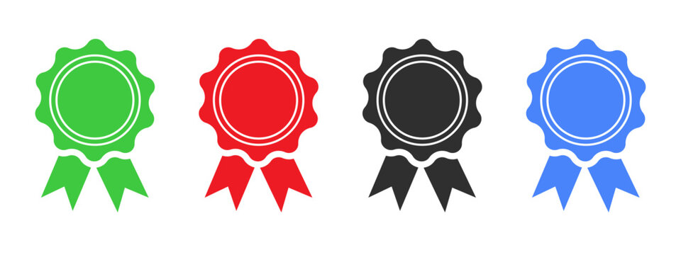 Medal prize icon premium quality badge award ribbon vector icon set merit reward champion icons