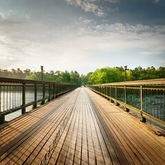 Obraz premium crossing a river, AI generated
