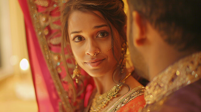 Portrait of rural bride at wedding