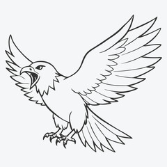 Fierce Black Kite Bird Roaring Stunning Line Art Illustration
