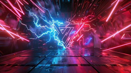 Neon and Lightning in a Futuristic Space