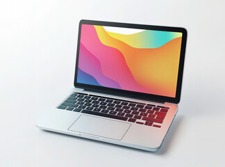 Modern Laptop Computer with Colorful Abstract Background