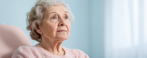 Senior woman with dementia receiving compassionate care, gentle and calming setting, focused on comfort