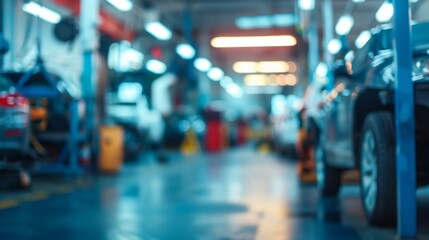 Fototapeta premium mechanical workshop out of focus