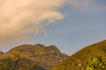 The light of the afternoon sun illuminates the rocky top of the Iguaque mountain, in the eastern Andes of central Colombia.