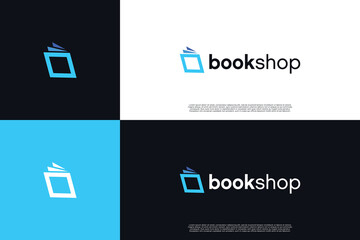 Abstract book shop logo design. Unique Book logo concept