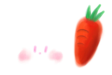 Cute clipart rabbit and a carrot isolated on transparent background