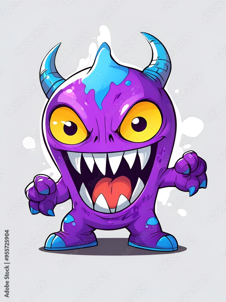 Sticker cartoon monster illustration