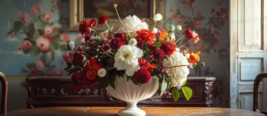 A Floral Arrangement On Indoor Table
