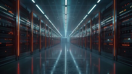 A large room with many computer servers