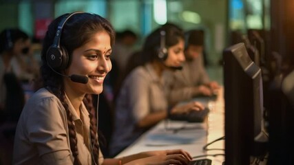 Indian woman working at a call center