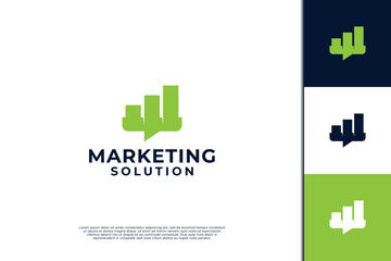 Marketing solution logo design, Chat with chart combination