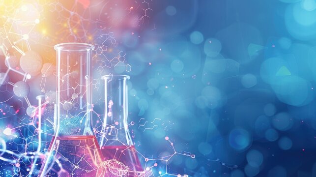 A colorful background with two beakers on top of it