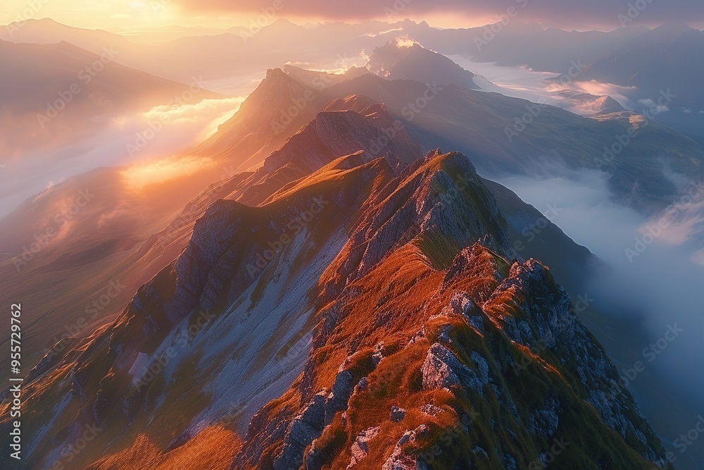 Canvas Prints Sunrise Over Mountain Peaks