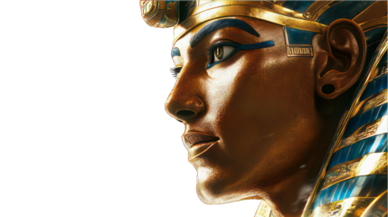 Head of Egyptian pharao isolated on white created with Generative AI