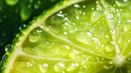 Green lime slice. Macro fruit photo