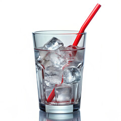 cocktail with iceglass, drink, cocktail, red, ice, juice, isolated, alcohol, cold, beverage, water, white, fruit, fresh, liquid, cherry, refreshment, object, sweet, strawberry, food, vodka, straw, fre
