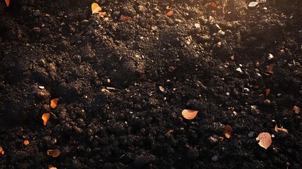 Obraz premium Organic compost, rich and dark soil, 3D illustration
