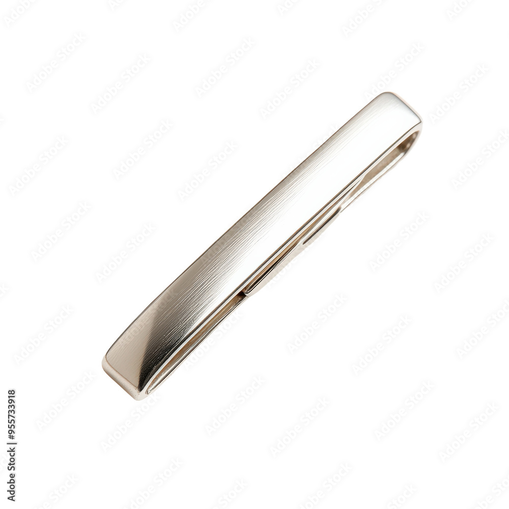 Sticker Silver Tie Clip Isolated on White Background