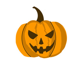 Illustration design of scary pumpkin brown eyes scary smile