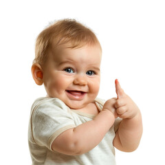 Lovey baby pointing to choose and press transparent background