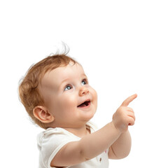 Lovey baby pointing to choose and press transparent background