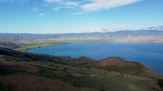4k Summer Aerial Views over Bear Lake Utah State Park 