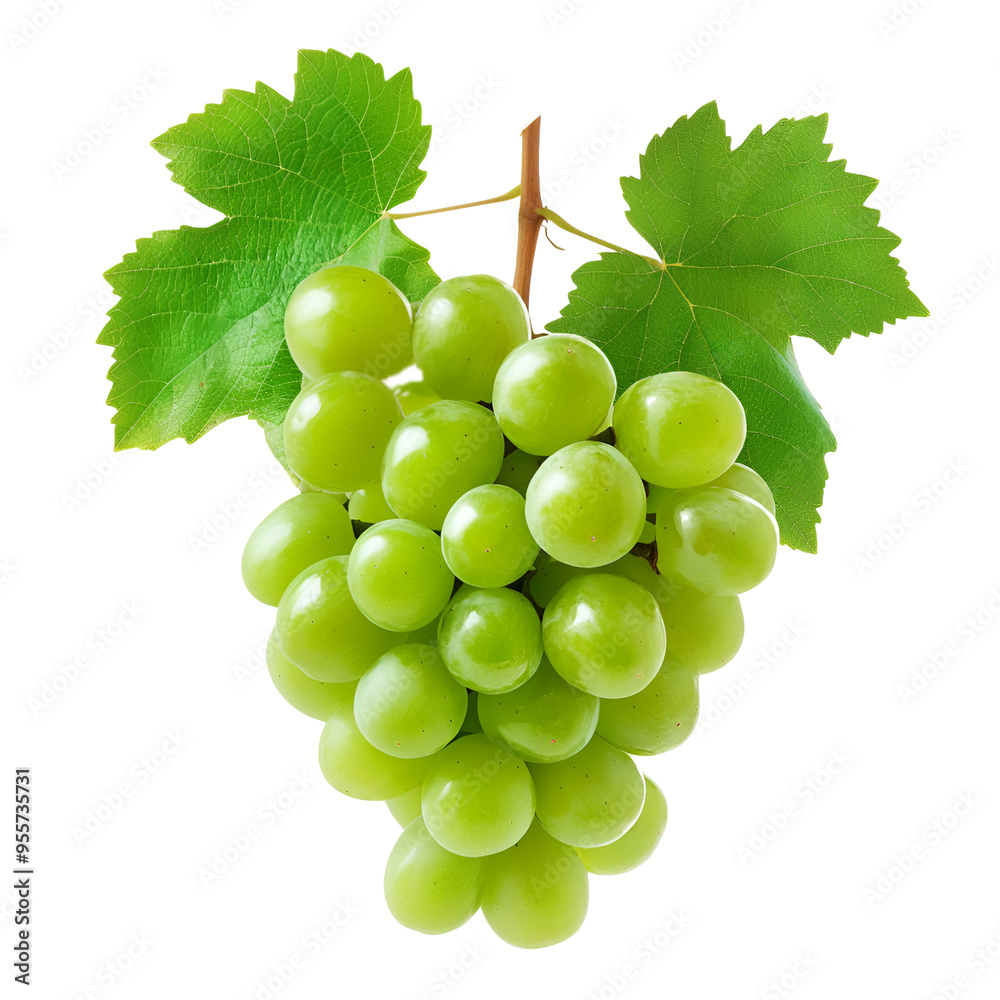 Wall mural green grape bunch, isolated