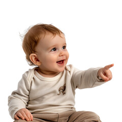 Lovey baby pointing to choose and press transparent background