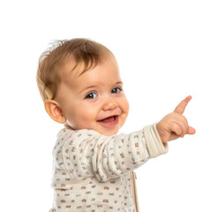 Lovey baby pointing to choose and press transparent background