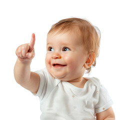 Lovey baby pointing to choose and press transparent background
