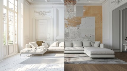 before and after an interior renovation of a house