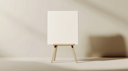 Blank Canvas on Wooden Easel in Minimalist Setting