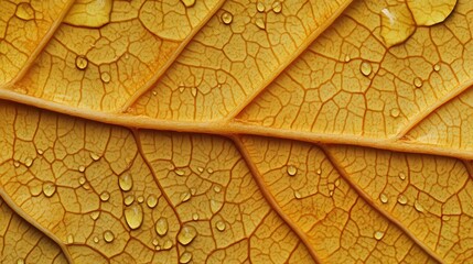 Serene Beauty of Nature: Close-Up Shots Revealing Intricate Leaf Textures and Water Droplets on Simple Background AR169V61