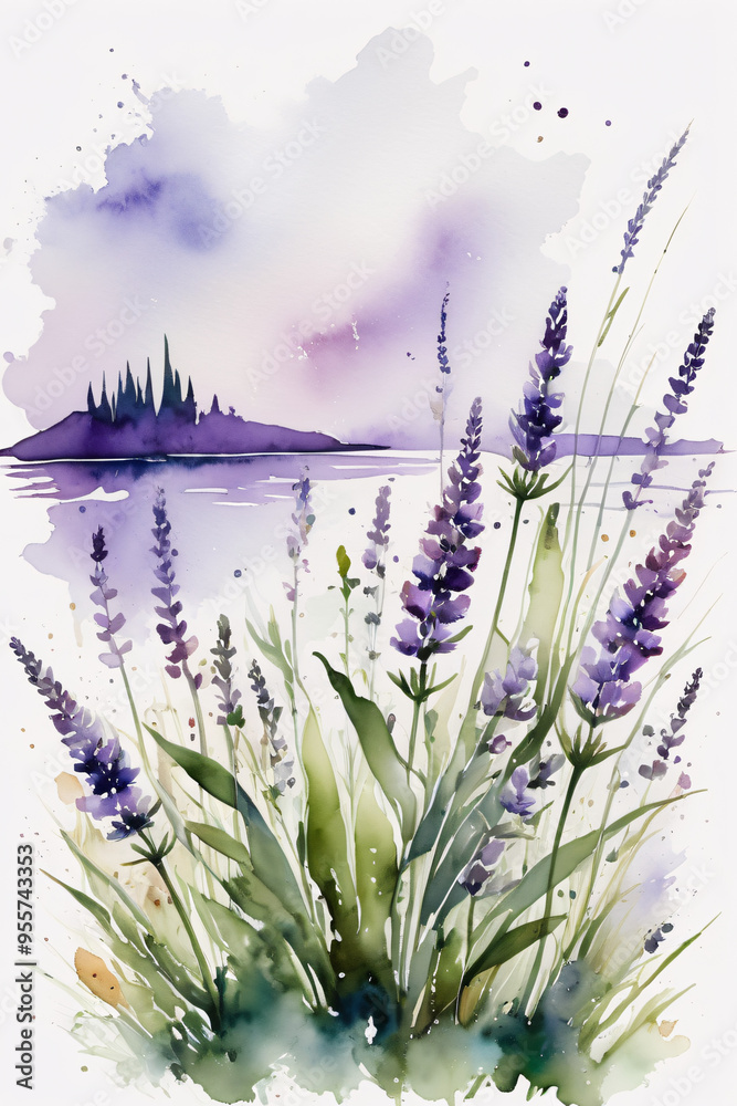 Wall mural lavender field in the morning