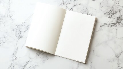 Open Notebook on a Marble Surface