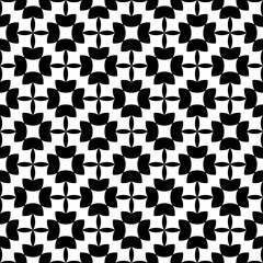 Seamless pattern with geometric motifs in black and white