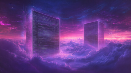 Classic Digital Synthwave galactic background