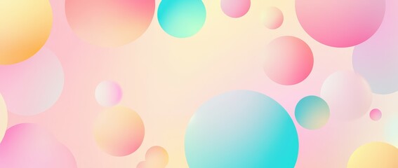 Colorful background wallpaper design with circles and waves in pastel colors. Abstract art concept.
